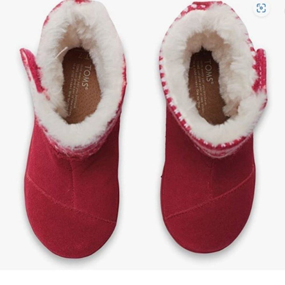 TOMS Nepal Boots Fuchsia Suede Fair Isle Tiny Size 5 - Picture 2 of 3